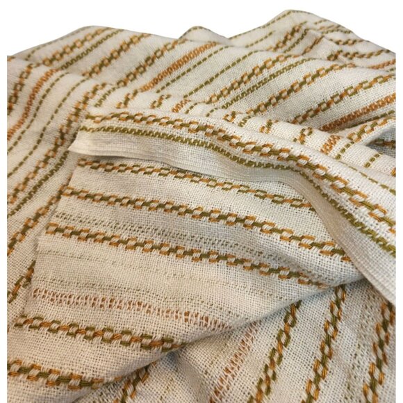 Vintage 60s-70s Woven Stripe Fabric 2 Pieces Material Retro Textile Home Decor - Picture 7 of 10